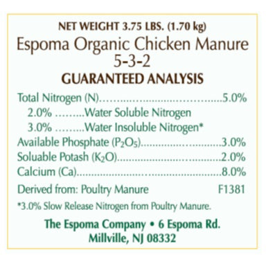 Chicken Manure, Organic - Espoma 3.75lb.