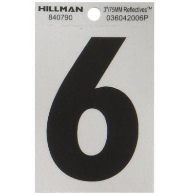 3 in. Vinyl Reflective Number 6