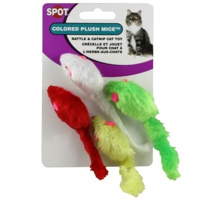 Ethical Pet SPOT Colored Plush Mice Cat Toy 4-Pack
