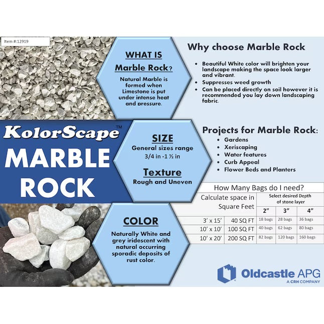 Kolorscape Marble Rock Garden Stone, 0.5 Cu. Ft.