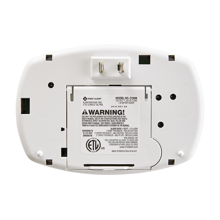 Carbon Monoxide Alarm, Plug In