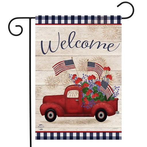 Briarwood Lane Stars and Stripes Truck Patriotic Welcome Garden Flag