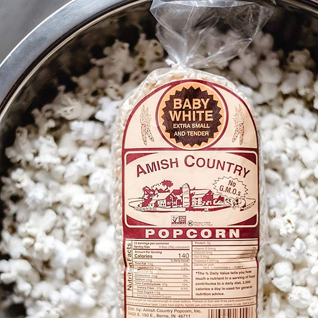 Amish Country All-Natural Popping Corn, Baby White