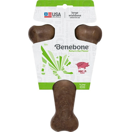 Benebone Wishbone Bacon Dog Chew, Large