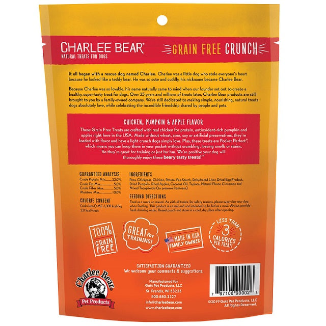 Charlee Bear Grain-Free Crunch Chicken, Pumpkin & Apple Natural Dog Treat