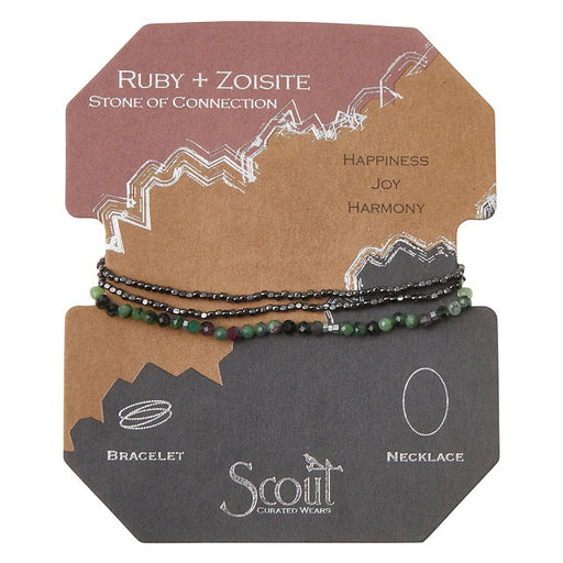 Delicate Stone Wrap Bracelet/Necklace - Ruby Zoisite