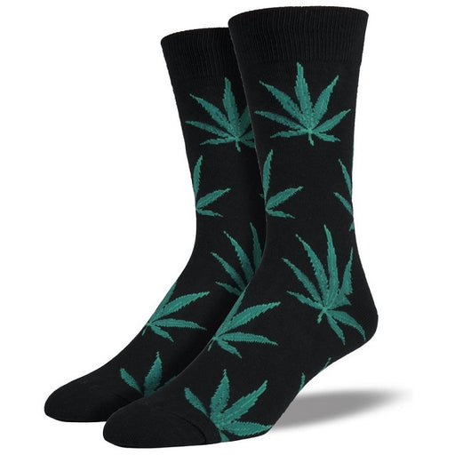 Men's Pot Leaves Socks, Black