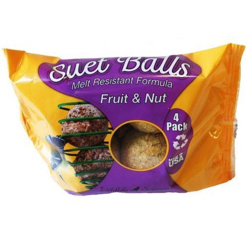 Wildlife Sciences Melt Resistant Suet Ball 4-Pack, Fruit & Nuts