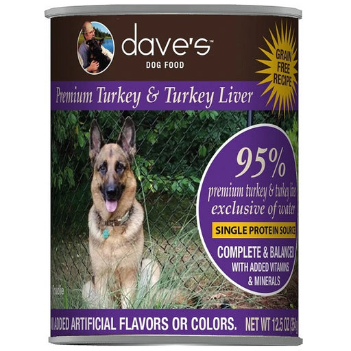 Dave's Premium Turkey & Turkey Liver 95% Meat Canned Dog Food