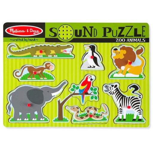 Melissa & Doug Zoo Animals Wooden Peg Sound Puzzle 8-Piece