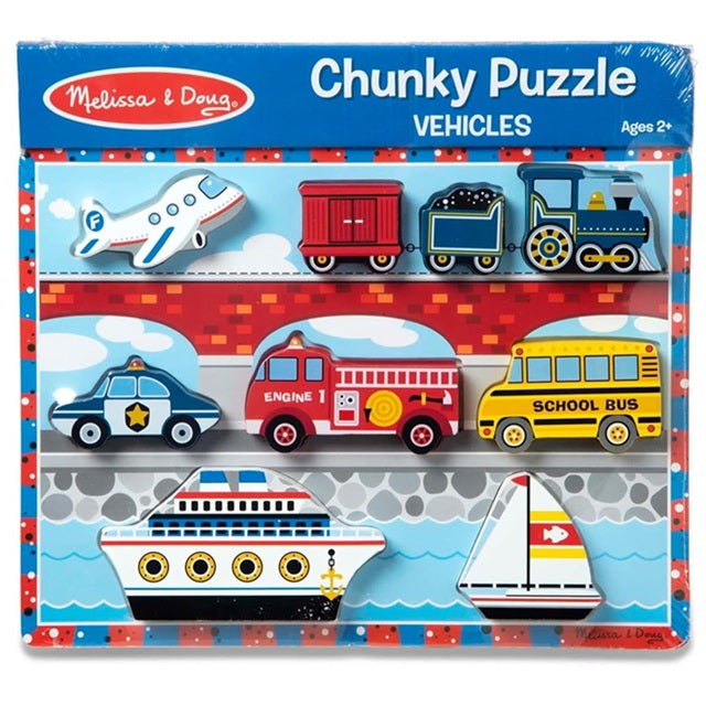 Melissa & Doug Wooden Chunky Vehicles Puzzle 9-Piece