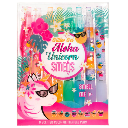 Aloha Unicorn Glitter Gel Smens 8-Pack Scented Color Gel Pens