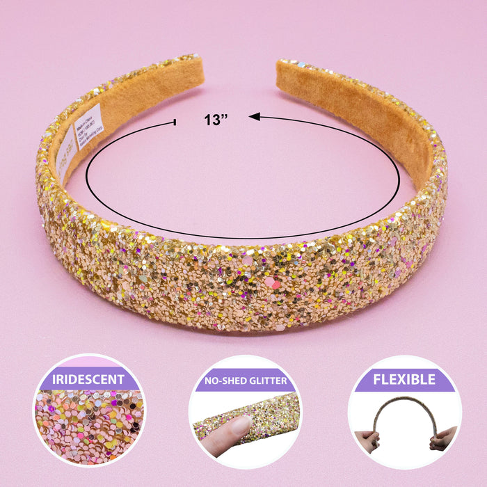 Tapered Chunky Glitter Headband, Assorted Colors