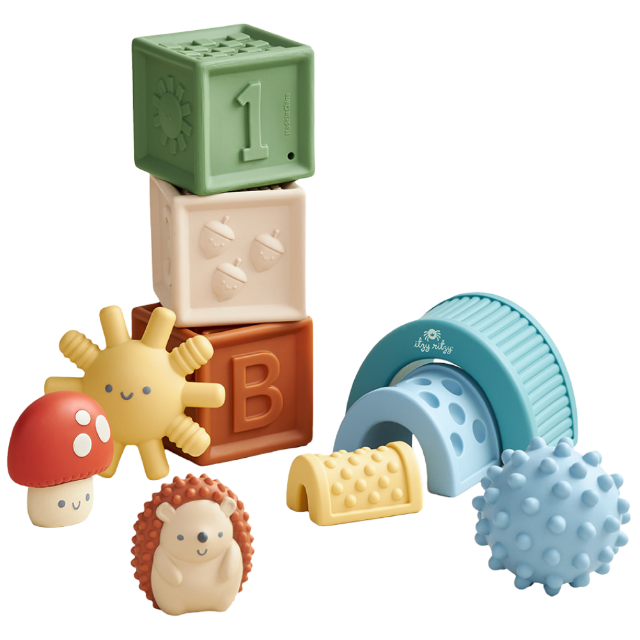 Itzy Blocks Forest Friends 10-Piece Sensory Building Blocks
