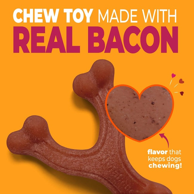 Nylabone Strong Chew Wishbone Dog Chew Toy Small, Bacon Flavor