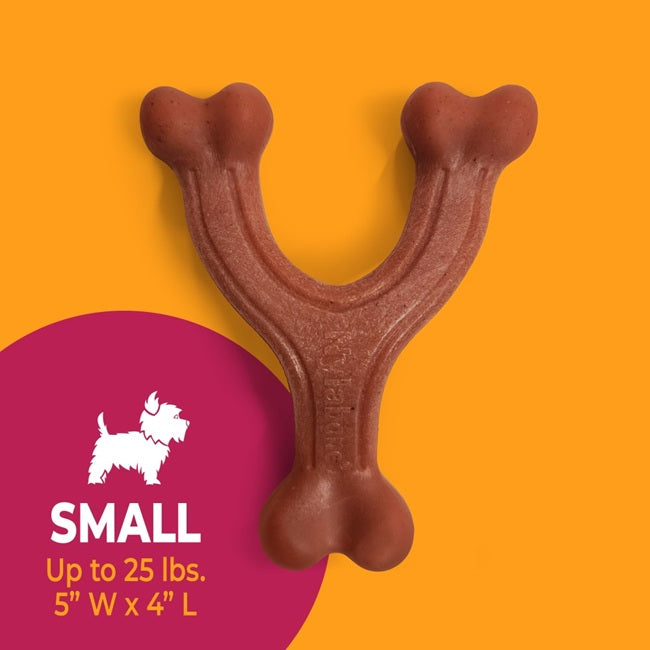 Nylabone Strong Chew Wishbone Dog Chew Toy Small, Bacon Flavor