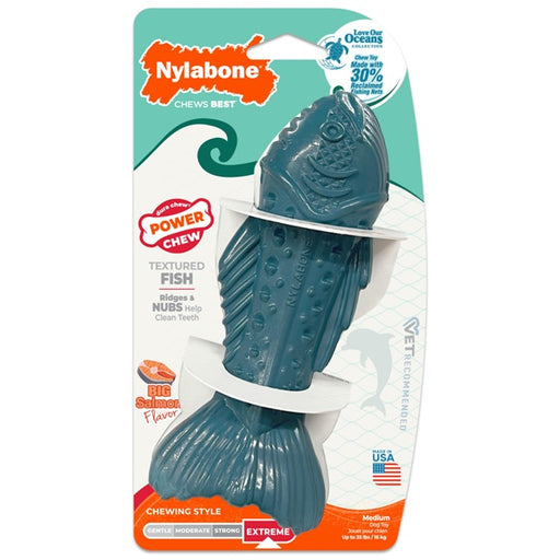 Nylabone Power Chew Love our Oceans Textured Fish Dog Chew Toy