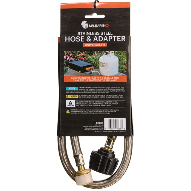 Mr. Bar-B-Q 4 ft. Stainless Steel Propane Hose & Adapter 03038Y