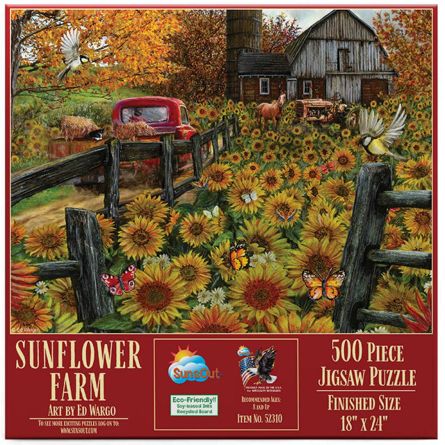 SunsOut 500 Piece Jigsaw Puzzle, Sunflower Farm