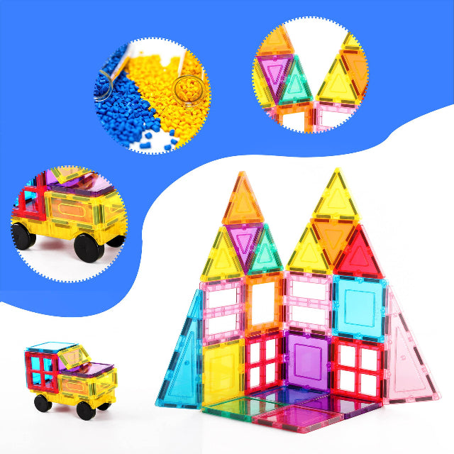 PicassoTiles 61pc Magnetic Tile Building Set with Bag