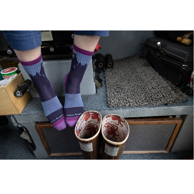 Women's Bear Town Micro Crew Lightweight Hiking Socks, Purple