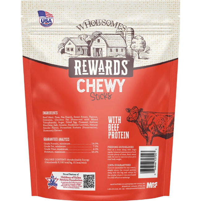 Wholesomes Rewards Beef Chewy Sticks For Dogs 25 oz