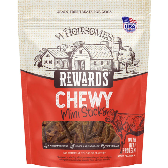 Wholesomes Rewards Beef Chewy Mini Strips For Dogs 7 oz