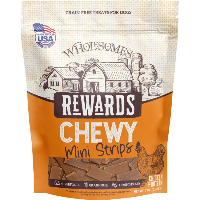 Wholesomes Rewards Chicken Chewy Mini Strips For Dogs 7 oz