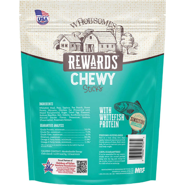 Wholesomes Rewards Whitefish Chewy Sticks For Dogs 25 oz
