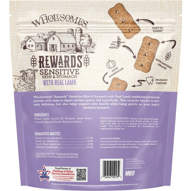 Wholesomes Sensitive Skin & Stomach Lamb Biscuits For Dogs 3 lb