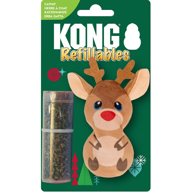 KONG Holiday Refillables Reindeer Plush Cat Toy with Catnip