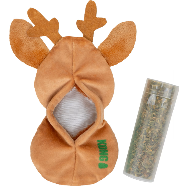 KONG Holiday Refillables Reindeer Plush Cat Toy with Catnip