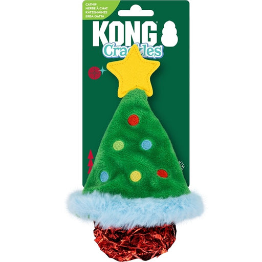 KONG Holiday Crackles Christmas Tree Plush Cat Toy with Catnip