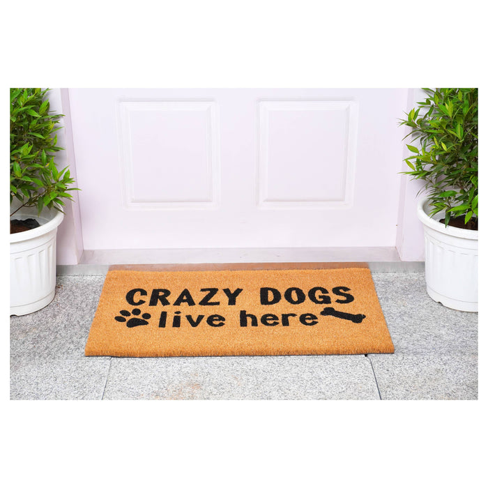 Crazy Dogs Live Here 17" x 29" Coir Non-Slip Doormat