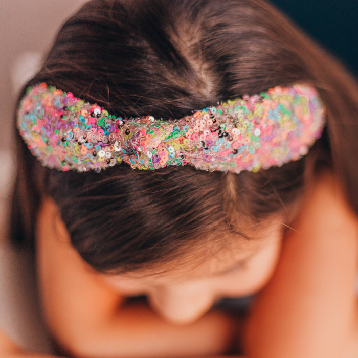 Rainbow Sparkly Sequin Knot Headband