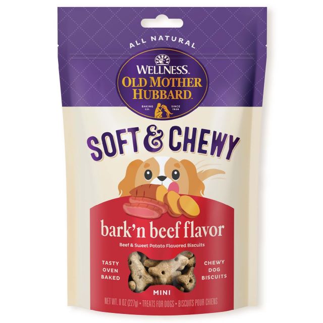 Old Mother Hubbard Soft & Chewy Bark'n Beef Flavor Natural Mini Oven-Baked Biscuits Dog Treats 8 oz.