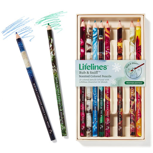 Lifelines Rub & Sniff Scented Colored Pencils, 10-Pack Winter Edition