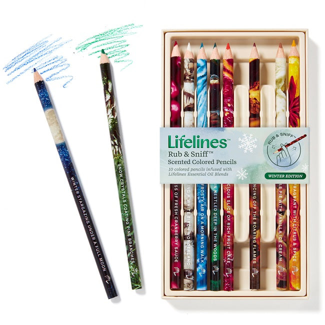Lifelines Rub & Sniff Scented Colored Pencils, 10-Pack Winter Edition