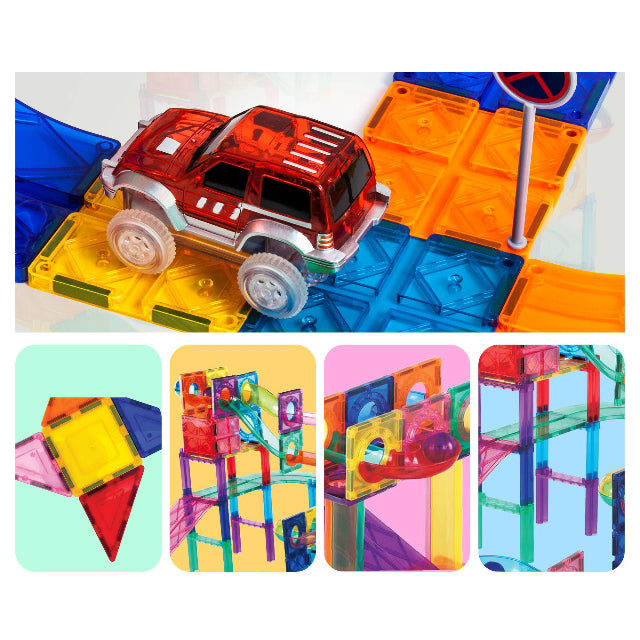 PicassoTiles 108pc Magnetic Marble Run & Racing Track Building Set