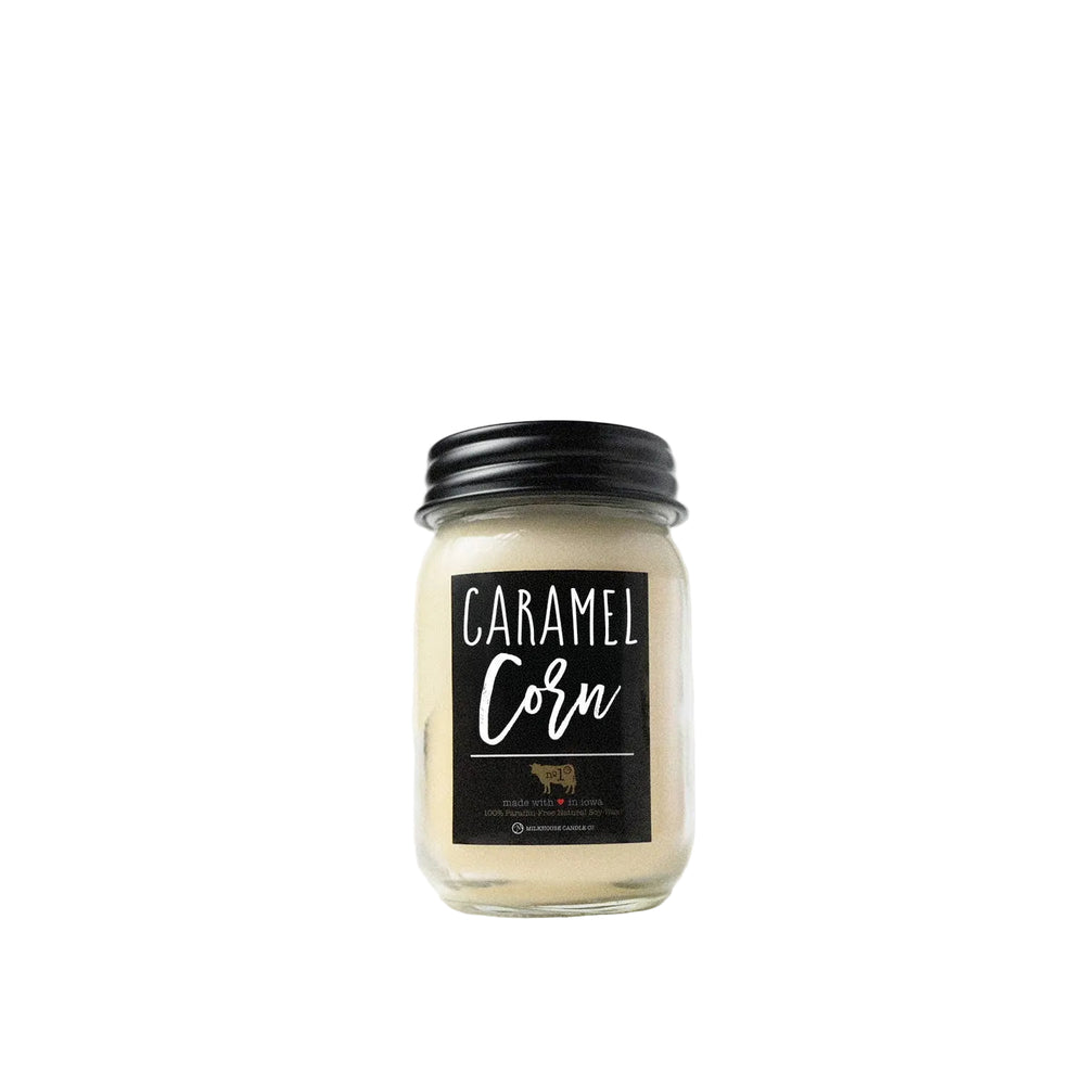 Milkhouse Farmhouse Collection Soy Candle: Caramel Corn 13-oz. Mason Jar