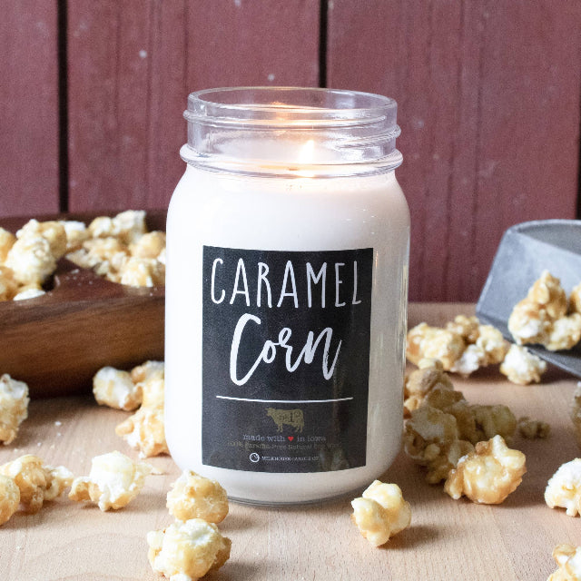 Milkhouse Farmhouse Collection Soy Candle: Caramel Corn 13-oz. Mason Jar
