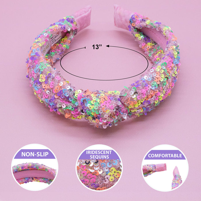 Rainbow Sparkly Sequin Knot Headband