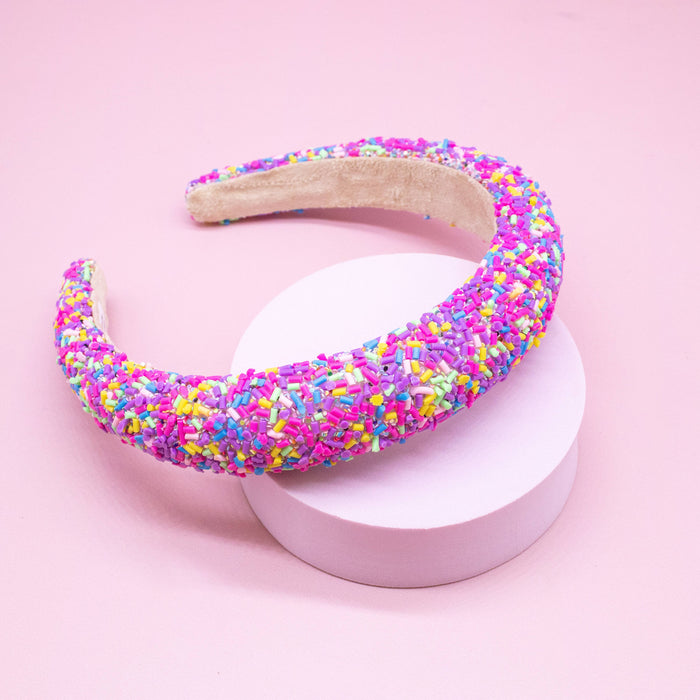 Chunky Puffy Sprinkles Headband, Light Blue