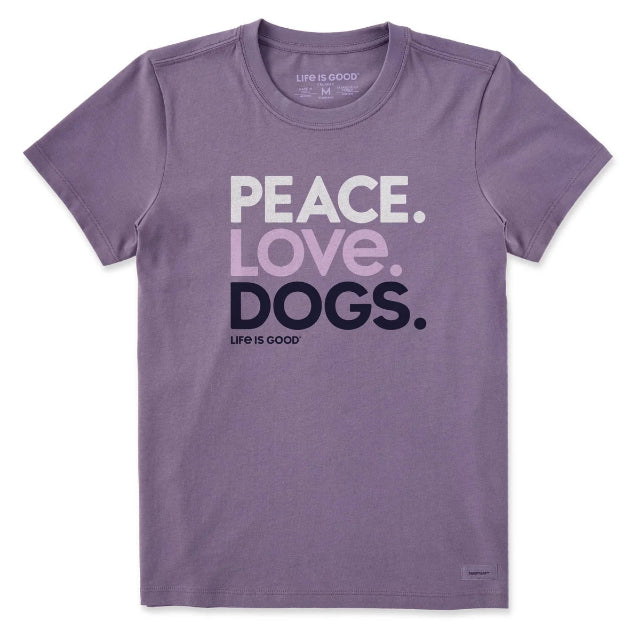 Life Is Good Women's Peace Love Dogs Short Sleeve Crusher Tee