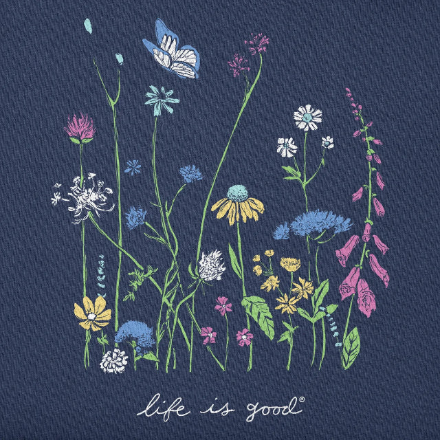Life Is Good Women's Realaxed Wildflowers Long Sleeve Crusher Tee