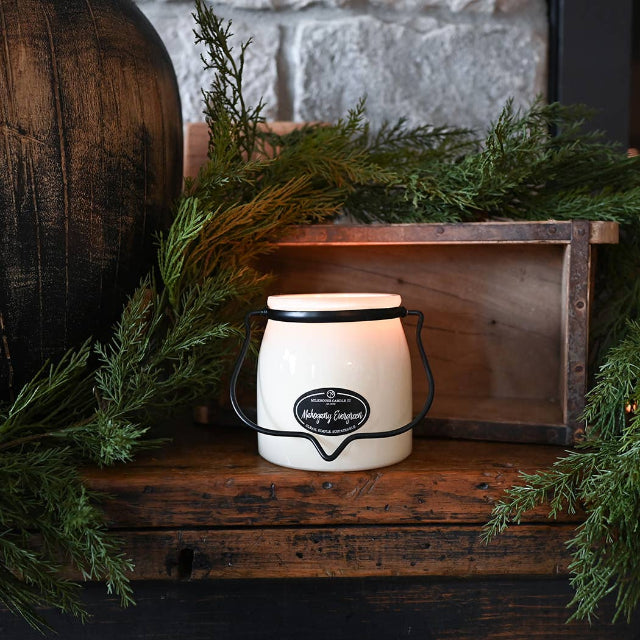 Milkhouse Creamery Collection Soy Candle: Mahogany Evergreen 16-oz. Butter Jar