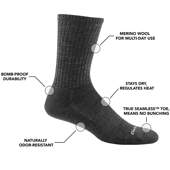 Men's The Standard Crew Cushioned Lightweight Lifestyle Socks, Black