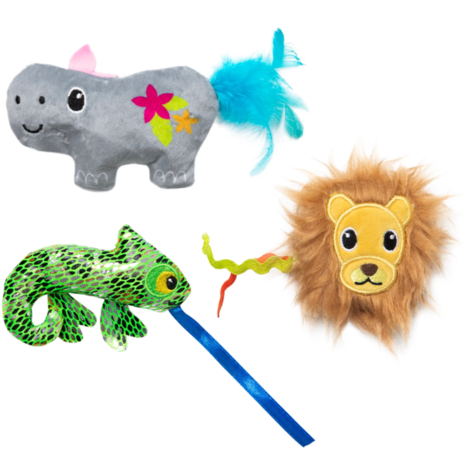 Quirky Kitty Sassy Safari 3PC Cat Plush Catnip Toys