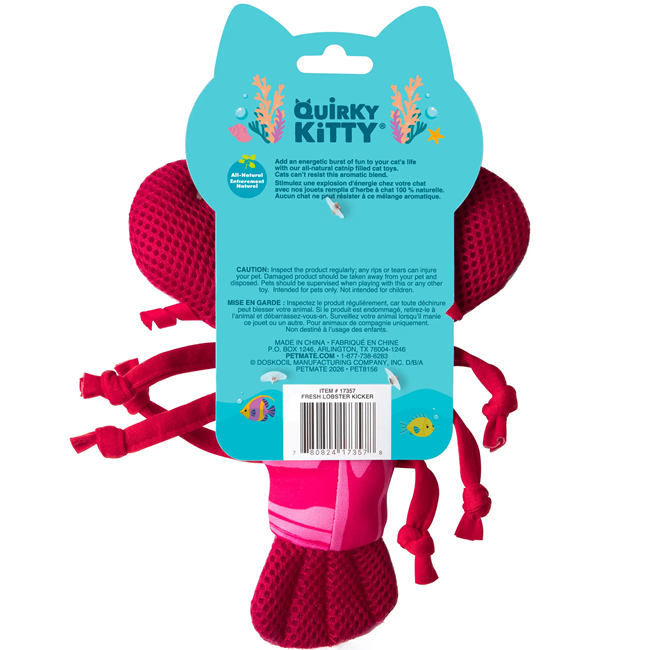 Quirky Kitty Cooling Ocean Lobster Cat Kicker Toy with Catnip