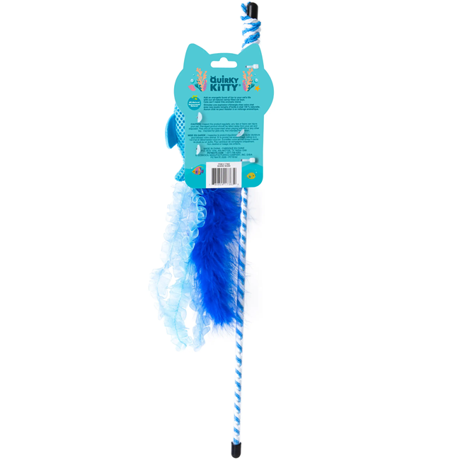 Quirky Kitty Cooling Ocean Shark Cat Teaser Wand Toy with Catnip